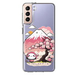 Samsung Galaxy S21 Plus Kawaii Manga Pink Cherry Blossom Fuji Mountain Mochi Girl Hybrid Protective Phone Case Cover