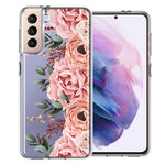 For Samsung Galaxy S21 Plus Blush Pink Peach Spring Flowers Peony Rose Phone Case Cover