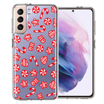 Samsung Galaxy S21 Plus Christmas Winter Red White Peppermint Candies Swirls Candycanes Design Double Layer Phone Case Cover