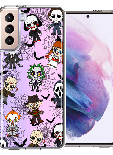 Samsung Galaxy S21 Plus Classic Haunted Horror Halloween Nightmare Characters Spider Webs Design Double Layer Phone Case Cover