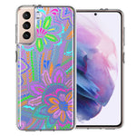 Samsung Galaxy S21 Plus Colorful Summer Flowers Doodle Art Design Double Layer Phone Case Cover