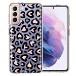 Samsung Galaxy S21 Plus Cute Pink Leopard Print Hearts Valentines Day Love Double Layer Phone Case Cover