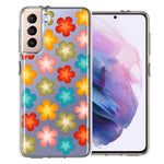 Samsung Galaxy S21 Plus Groovy Gradient Retro Color Flowers Double Layer Phone Case Cover