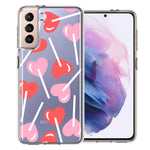 Samsung Galaxy S21 Plus Heart Suckers Lollipop Valentines Day Candy Lovers Double Layer Phone Case Cover