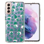 Samsung Galaxy S21 Plus Lucky Green St Patricks Day Cute Gnomes Shamrock Polkadots Double Layer Phone Case Cover