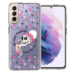 Samsung Galaxy S21 Plus Pink Dead Valentine Skull Frap Hearts If I had Feelings They'd Be For You Love Double Layer Phone Case Cover