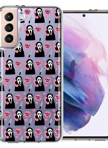 Samsung Galaxy S21 Plus Pink Horror Valentine Character Ghostface Boyfriend Call Me Hearts Double Layer Phone Case Cover