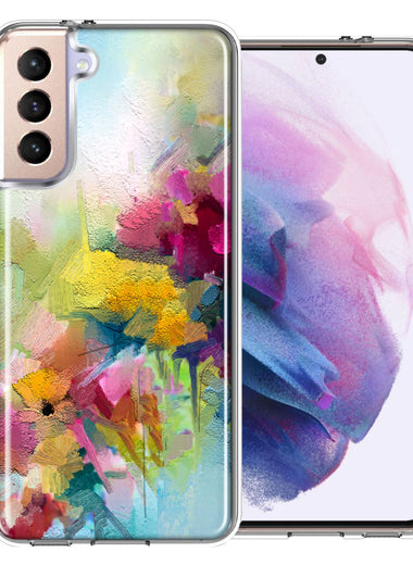 For Samsung Galaxy S21 Plus Watercolor Flowers Abstract Spring Colorful Floral Painting Phone Case Cover