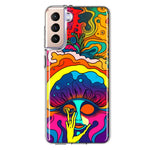 Samsung Galaxy S21 Neon Rainbow Psychedelic Trippy Hippie Big Brain Hybrid Protective Phone Case Cover
