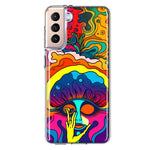 Samsung Galaxy S21 FE Neon Rainbow Psychedelic Trippy Hippie Big Brain Hybrid Protective Phone Case Cover