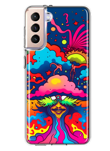 Samsung Galaxy S21 FE Neon Rainbow Psychedelic Trippy Hippie Bomb Star Dream Hybrid Protective Phone Case Cover