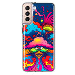 Samsung Galaxy S21 FE Neon Rainbow Psychedelic Trippy Hippie Bomb Star Dream Hybrid Protective Phone Case Cover