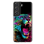 Samsung Galaxy S21 Plus Neon Rainbow Glow Colorful Leopard Hybrid Protective Phone Case Cover