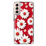 Samsung Galaxy S21 Cute White Red Daisies Polkadots Double Layer Phone Case Cover