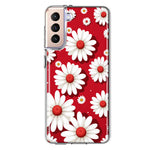 Samsung Galaxy S22 Plus Cute White Red Daisies Polkadots Double Layer Phone Case Cover