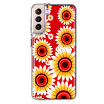 Samsung Galaxy S22 Yellow Sunflowers Polkadot on Red Double Layer Phone Case Cover