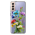Samsung Galaxy S21 Purple Yellow Red Spring Flowers Floral Hybrid Protective Phone Case Cover