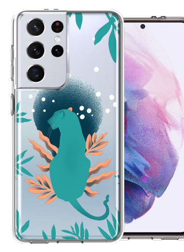 Samsung Galaxy S21 Ultra Moon Green Jaguar Design Double Layer Phone Case Cover
