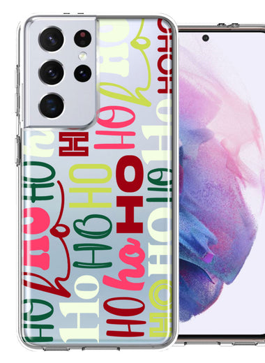 Samsung Galaxy S21 Ultra Christmas Santa Ho Ho Ho textagraphy Festive Holiday Double Layer Phone Case Cover