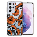 Samsung Galaxy S21 Ultra Orange Chrysanthemum Flowers Design Double Layer Phone Case Cover