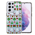 Samsung Galaxy S21 Ultra Classic Christmas Polka Dots Santa Snowman Reindeer Candy Cane Design Double Layer Phone Case Cover
