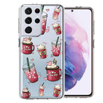 Samsung Galaxy S21 Ultra Coffee Lover Valentine's Hearts Pink Drink Latte Double Layer Phone Case Cover