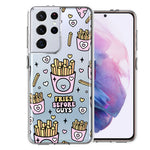Samsung Galaxy S21 Ultra Cute Valentine Pink Love Hearts Fries Before Guys Double Layer Phone Case Cover