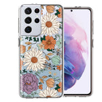 Samsung Galaxy S21 Ultra Feminine Classy Flowers Fall Toned Floral Wallpaper Style Double Layer Phone Case Cover