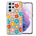 Samsung Galaxy S21 Ultra Groovy Gradient Retro Color Flowers Double Layer Phone Case Cover