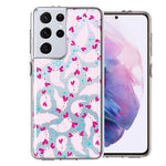 Samsung Galaxy S21 Ultra Pink Happy Swimming Axolotls Polka Dots Double Layer Phone Case Cover