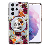 Samsung Galaxy S21 Ultra Romance Is Dead Valentines Day Halloween Skull Floral Autumn Flowers Double Layer Phone Case Cover