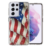 Samsung Galaxy S21 Ultra Vintage USA Flag Double Layer Phone Case Cover