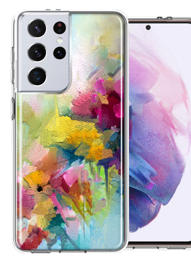 For Samsung Galaxy S21 Ultra Watercolor Flowers Abstract Spring Colorful Floral Painting Phone Case Cover