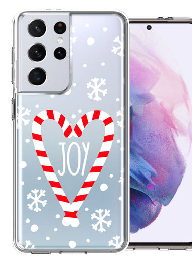 Samsung Galaxy S21 Ultra Winter Joy Snow Peppermint Candy Cane Heart Festive Christmas Double Layer Phone Case Cover