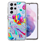 For Samsung Galaxy S21 Ultra Bright Colors Rainbow Water Lilly Floral Phone Case Cover