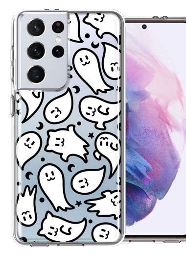 Samsung Galaxy S21 Ultra Kawaii Manga Cute Halloween Ghosts Spirits Design Double Layer Phone Case Cover
