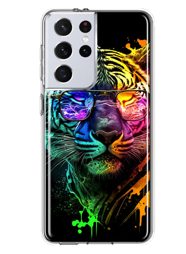 Samsung Galaxy S21 Ultra Neon Rainbow Swag Tiger Hybrid Protective Phone Case Cover