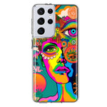 Samsung Galaxy S21 Ultra Neon Rainbow Psychedelic Hippie One Eye Pop Art Hybrid Protective Phone Case Cover