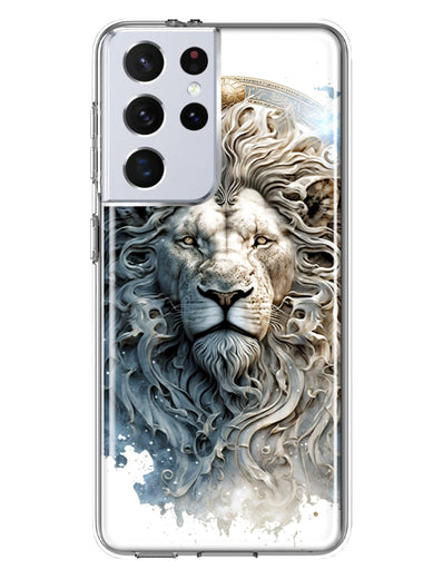 Samsung Galaxy S21 Ultra Abstract Lion Sculpture Hybrid Protective Phone Case Cover
