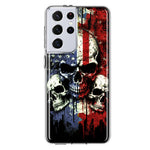 Samsung Galaxy S21 Ultra American USA Flag Skulls Blue Red Double Layer Phone Case Cover