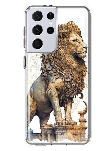 Samsung Galaxy S21 Ultra Ancient Lion Sculpture Hybrid Protective Phone Case Cover