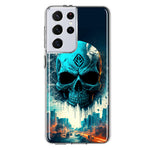 Samsung Galaxy S21 Ultra Blue Apocalypse Cyberpunk Skull Feather Double Layer Phone Case Cover