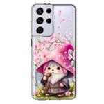 Samsung Galaxy S21 Ultra Cute Pink Cherry Blossom Gnome Spring Floral Flowers Double Layer Phone Case Cover