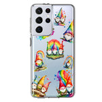 Samsung Galaxy S21 Ultra Colorful Neon Glow Rainbow Gnomes Painting Hybrid Protective Phone Case Cover