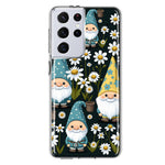 Samsung Galaxy S21 Ultra Cute White Daisies Gnomes Flowers Floral Double Layer Phone Case Cover