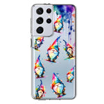 Samsung Galaxy S21 Ultra Neon Water Painting Colorful Splash Gnomes Hybrid Protective Phone Case Cover
