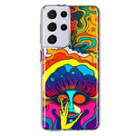 Samsung Galaxy S21 Ultra Neon Rainbow Psychedelic Trippy Hippie Big Brain Hybrid Protective Phone Case Cover