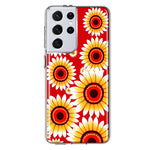 Samsung Galaxy S21 Ultra Yellow Sunflowers Polkadot on Red Double Layer Phone Case Cover