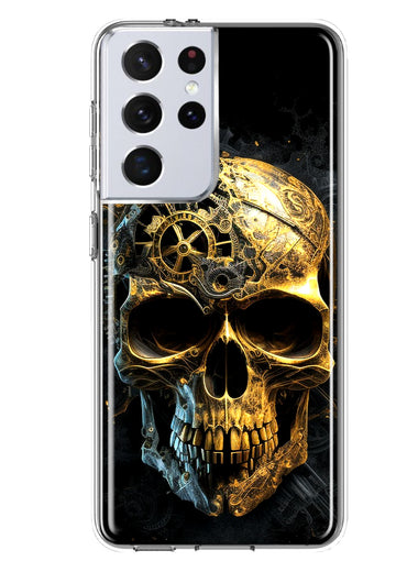 Samsung Galaxy S21 Ultra Steampunk Skull Science Fiction Machinery Double Layer Phone Case Cover