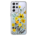 Samsung Galaxy S21 Ultra Yellow Summer Flowers Floral Hybrid Protective Phone Case Cover